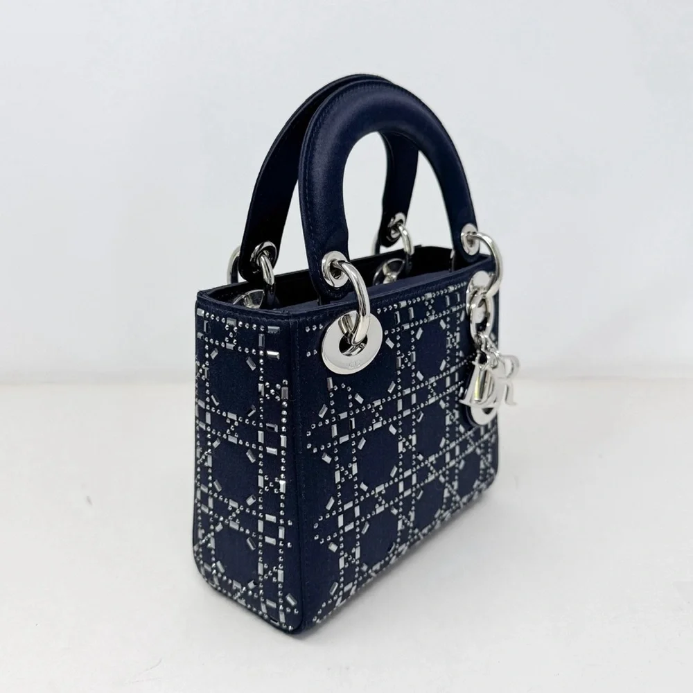 Christian Dior Black Strass Cannage Satin Mini Lady Dior - Picture 2 of 10